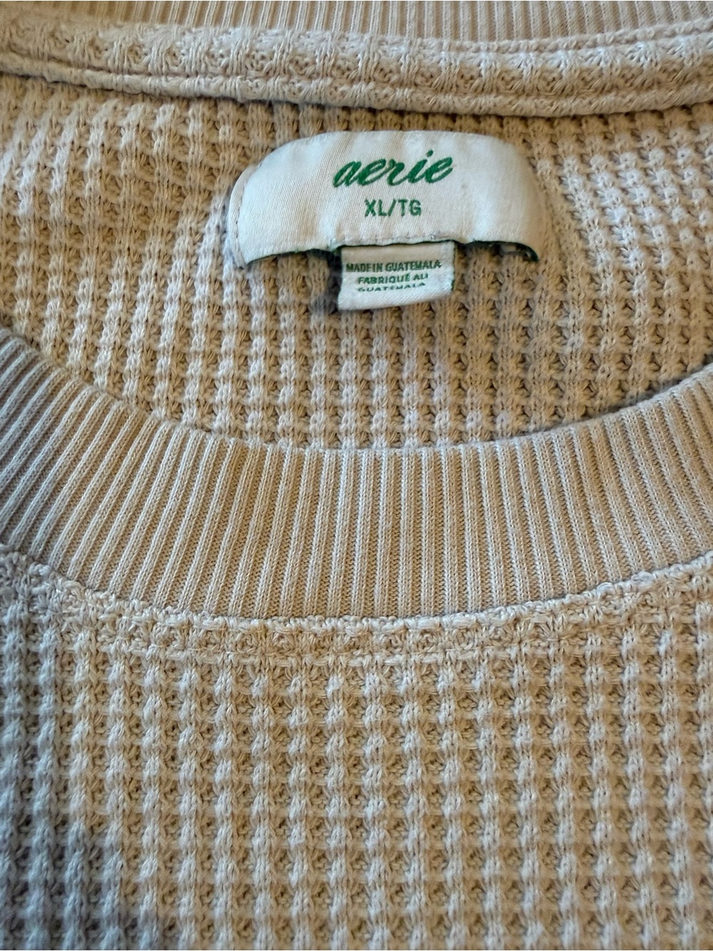 aerie Cream Waffle-Knit Crewneck